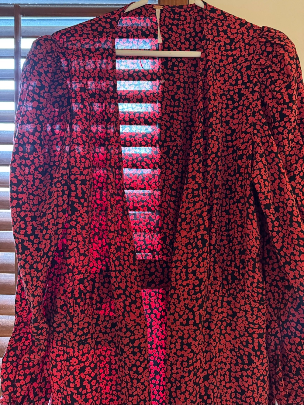 Free People Kinsley Red Floral Wrap Mini Dress - Picture 6 of 8